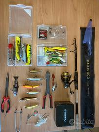 Canna spinning DAIWA e mulinello SHIMANO ed esche