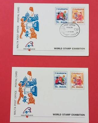 CARTOLINE COMMEMORATIVE MALTA PHILEXFRANCE 89