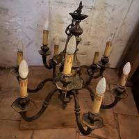 Lampadario  in ottone bronzato massiccio