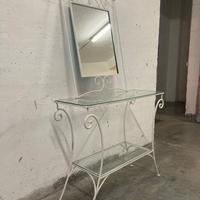 Consolle più specchio shabby chic in ferro battuto