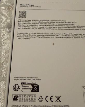 Apple Iphone 17 pro max 512 Gb Cosmic Orange