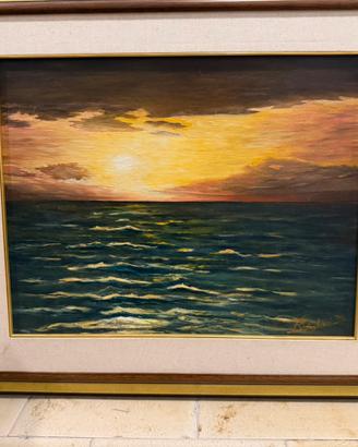 Quadro paesaggio marino al tramonto
