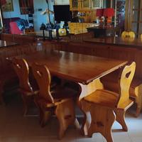 Tavolo Rustico Pino Completo di Sedie e Panca