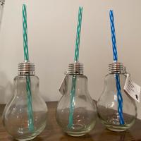 3 bicchieri/vasetti a forma di lampadina