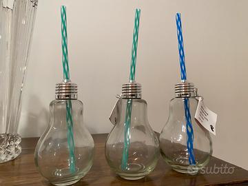 3 bicchieri/vasetti a forma di lampadina