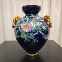 Vaso in ceramica blu e Oro -dipinto Vintage Anni ‘