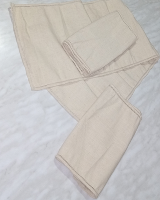 Runner rustici in lino/tela grezza set da 3