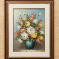 Quadro d'epoca Olio su Tela - Natura Morta Floreal