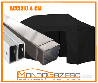 Gazebo 3x6 pieghevole telaio acciaio 4 cm +