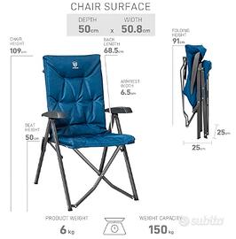 EVER ADVANCED Sedia da campeggio portata 150 kg