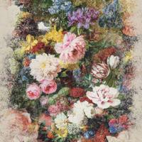 Tappeto ciniglia stampata fiori