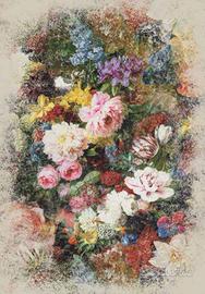 Tappeto ciniglia stampata fiori