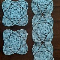 Set 3 centri in cotone bianco