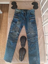 Pantaloni jeans moto con protezioni removibili