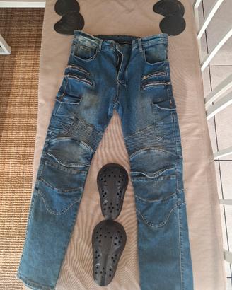 Pantaloni jeans moto con protezioni removibili