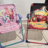 2 sedie richiudibili frozen e cars nuove 