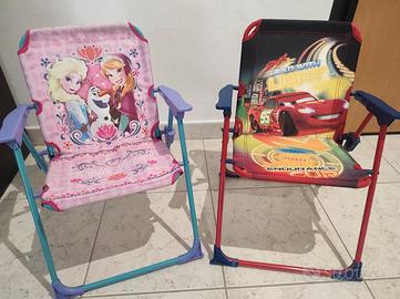 2 sedie richiudibili frozen e cars nuove 