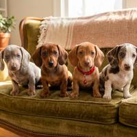 Bassotti tedeschi femmine fulve e blu focato