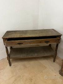 Tavolino Consolle Rustico in Legno 120x45x77 cm