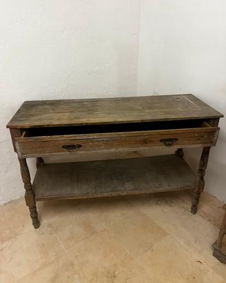 Tavolino Consolle Rustico in Legno 120x45x77 cm