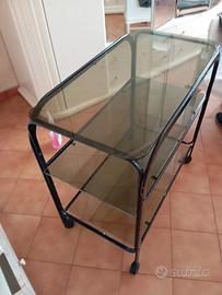 Mobiletto/carrello vetro ferro con ruote multiuso