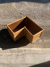 Portavasi porta piante ruote in bambù 45x25