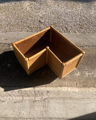 Portavasi porta piante ruote in bambù 45x25