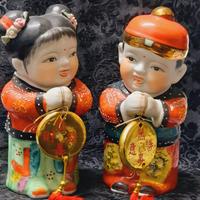 coppia statuette giapponesi portafortuna 