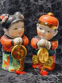 coppia statuette giapponesi portafortuna 