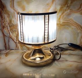 Lampada da tavolo vintage in vetro/cristallo '70
