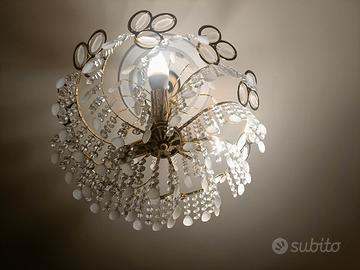 Lampadario moderno in ottone e cristallo