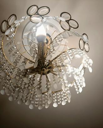 Lampadario moderno in ottone e cristallo