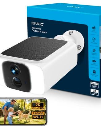 Telecamera WiFi Esterna Senza Fili 2K 4MP con Pan