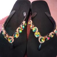 Ciabatte infradito nere da donna con strass N°39