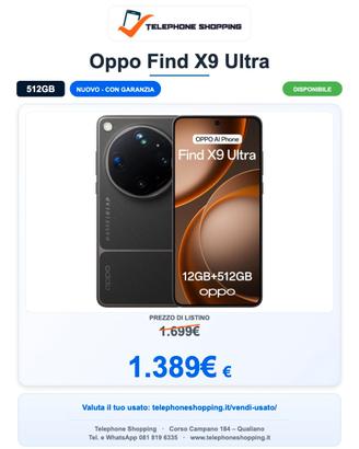 Oppo Find X9 Ultra 12/512GB Nuovo