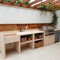 cucine da esterno - lavandini con piani laterali