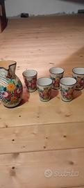 Caraffa ceramica Deruta con 5 bicchieri 