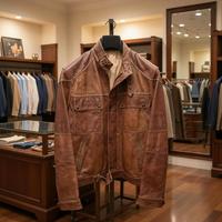 Giubbotto in Vera Pelle Marrone Taglia 50 Original