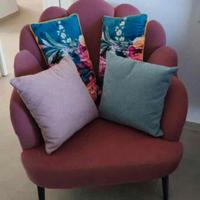 Poltrona tessuto effetto vellutato rosa antico