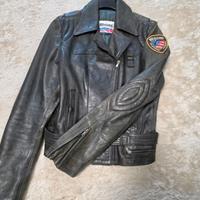 Blauer giubotto in vera pelle