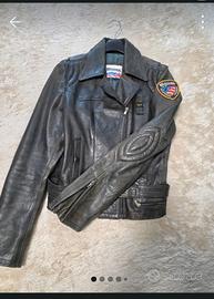 Blauer giubotto in vera pelle