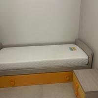 Letto singolo con cassetto letto+ materasso+como