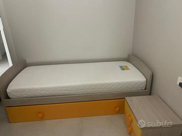 Letto singolo con cassetto letto+ materasso+como