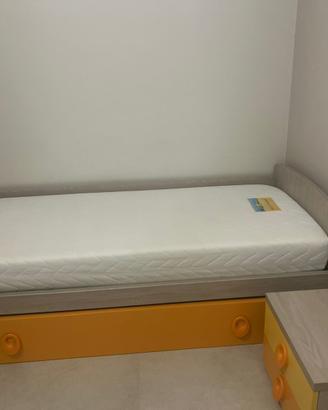 Letto singolo con cassetto letto+ materasso+como