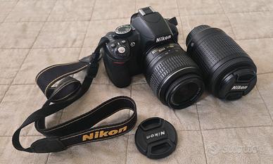 Nikon D3100- kit completo, 2 obietttivi VR, SD,