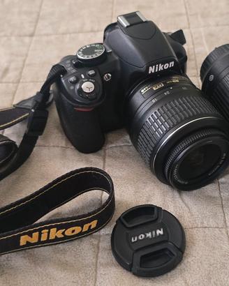 Nikon D3100- kit completo, 2 obietttivi VR, SD,