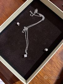 Collana diamante punto luce ed orecchini diamanti