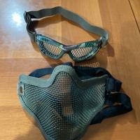 Maschera + occhiali Softair tactical verde