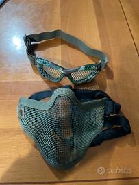 Maschera + occhiali Softair tactical verde