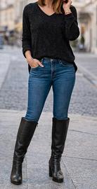 Stivali alti in vera pelle nera – Tacco 9 cm – Num